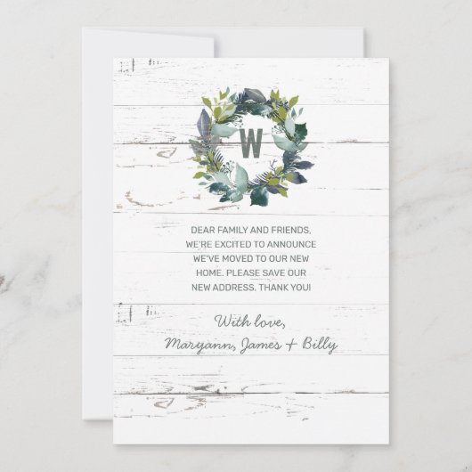 Faire-part Rustic Home Sweet Home Laurel Wreath Moving (Dos)