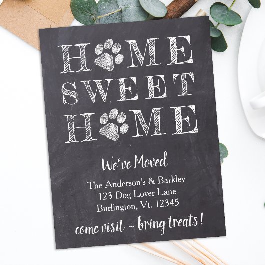 Faire-part Rustic Home Sweet Home Nous avons déplacé chien an