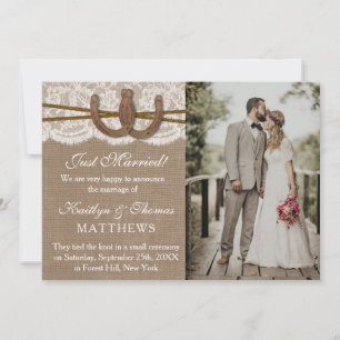 Faire-part Rustic Horseshoe Mariage Photo Mariage