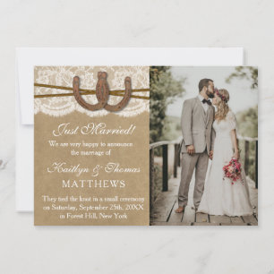 Faire-part Rustic Horseshoe Mariage Photo Mariage