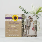 Faire-part Rustic Kraft Tournesol Mariage photo mariage (Debout devant)
