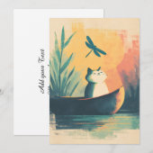 Faire-part Rustic Lake Vintage Cat Adventure (Devant / Derrière)