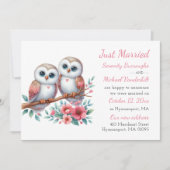 Faire-part Rustic Owl Couple Boho Just Married Wedding (Devant)