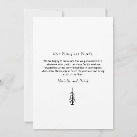 Faire-part Rustic Pine Tree Boho Sage Casual Photo Wedding (Dos)