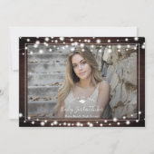 Faire-part Rustic String Lights Grad Casquette Photo Grad Dip (Devant)