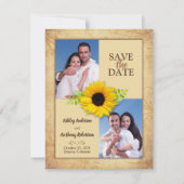Faire-part Rustic Sunflower Photo Enregistrer la date Annonce (Devant)