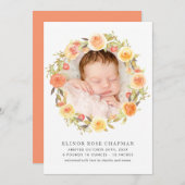 Faire-part Rustique Automne Floral bébé photo naissance (Devant / Derrière)