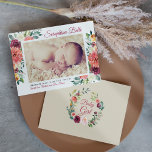 Faire-part Rustique Bourgogne Floral Baby Girl Photo Naissanc<br><div class="desc">Cette carte de faire-part de naissance photo élégante présente votre belle petite fille avec une photo de nouveau-né et un texte rouge bordeaux élégant qui peut être personnalisé pour présenter le nom de votre bébé dans le script, ainsi que des informations importantes sur la naissance, et les noms des parents....</div>