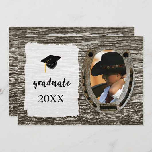 Faire-part Rustique de Graduation à l'occidentale (Devant / Derrière)