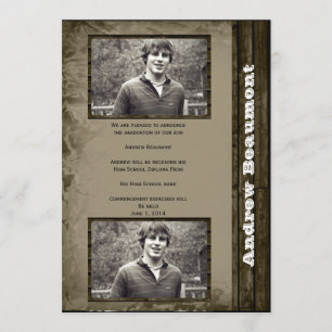 Faire-part rustique d'obtention du diplôme de