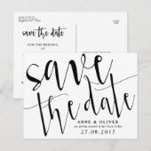 Faire-part Rustique Enregistrer la date carte postale Noir (Devant / Derrière)