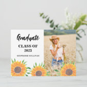 Faire-part Rustique Floral Photo Graduation (Debout devant)