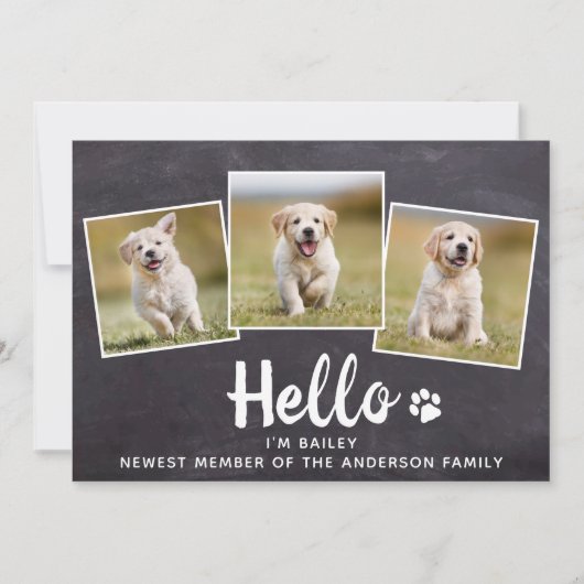 Faire-part Rustique Hello Photo Collage Chien Chien Chien Nou (Devant)