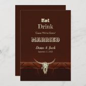 Faire-part Rustique Manger Boire Mariage Crâne de Taureau (Devant / Derrière)