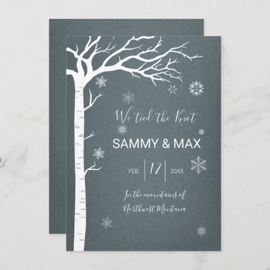 Faire-part Rustique Mariage de Birch Winter Birch (Devant / Derrière)