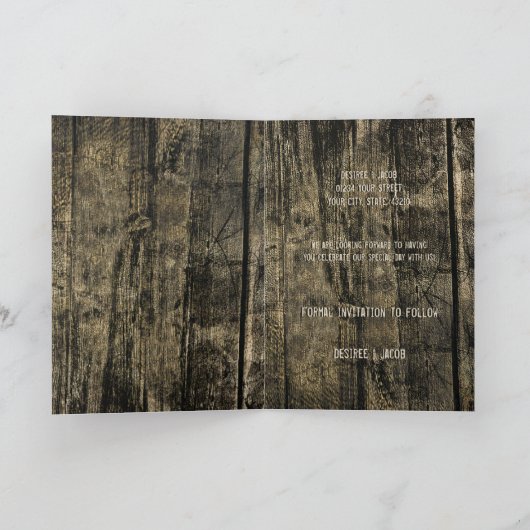 Faire-part Rustique Mariage Occidental Crâne de vache Enregis (Intérieur)