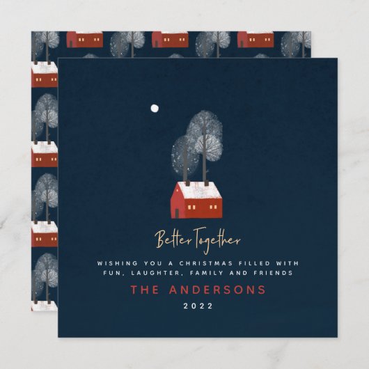 Faire-part Rustique marine rouge scandi traditionnel conforta (Devant / Derrière)