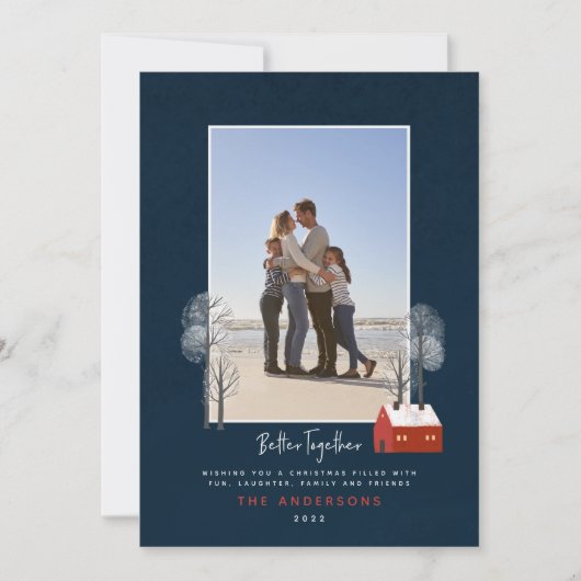 Faire-part Rustique marine rouge scandi traditionnel photo No (Devant)