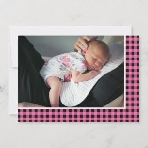 Faire-part Rustique Pays Rose Check Sweet Adventure Baby