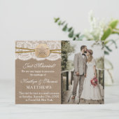 Faire-part Sable rustique Dollar Plage Mariage Photo Mariage (Debout devant)