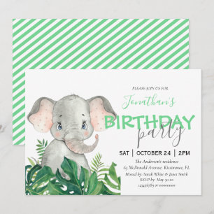 Faire-part Safari anniversaire Elephant