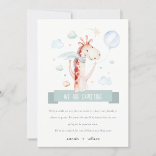 Faire-part Safari Giraffe Star Cloud Balloon Grossesse bébé