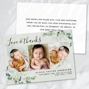 Faire-part Sage Green Eucalyptus Baby Photo