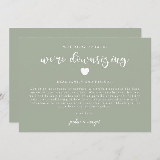 Faire-part Sage Green - Mise à jour du Mariage (Devant / Derrière)
