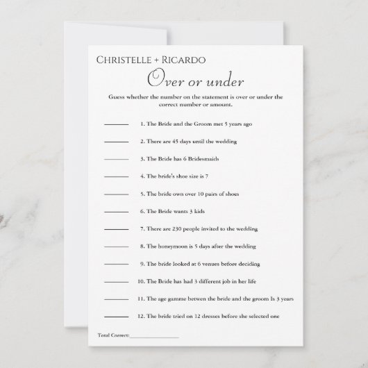 Faire-part Sage green Over ou under nuptiale jeu de douche (Devant)