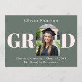 Faire-part Sage Green & Pink Modern Arch Photo Graduation (Devant)