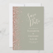 Faire-part Sage Green Rose Gold Enregistrer la date (Devant)