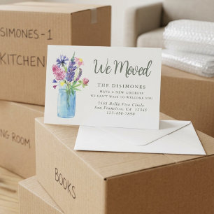 Faire-part Sage Nous avons déménagé Floral Nouvelle Adresse D