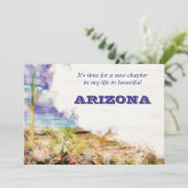 Faire-part Saguaro Cactus Aquarelle violet bleu J'ai déménagé (Debout devant)