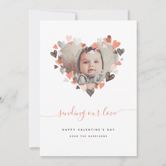 Faire-part Saint-Valentin Neutral Heart Wreath Photo (Devant)