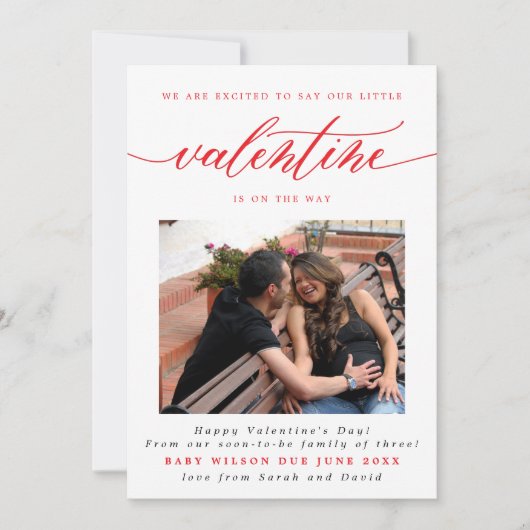 Faire-part Saint Valentin Nouvelle bébé photo Grossesse (Devant)
