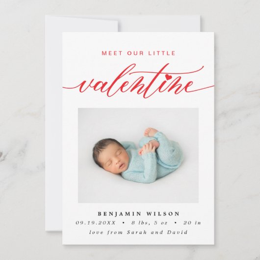 Faire-part Saint Valentin Photo Naissance (Devant)
