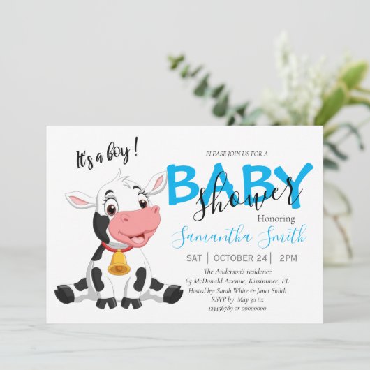 Faire-part Sainte vache ! C'est un bébé garçon (Debout devant)