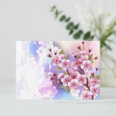 Faire-part Sakura rose sur la peinture Arrière - plan (Debout devant)