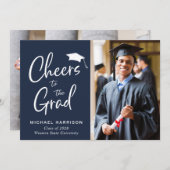 Faire-part Salutations 2e année Photo Blue Graduation (Devant / Derrière)