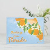 Faire-part Salutations De Florida Floral Orange Nouvelle Adre (Debout devant)