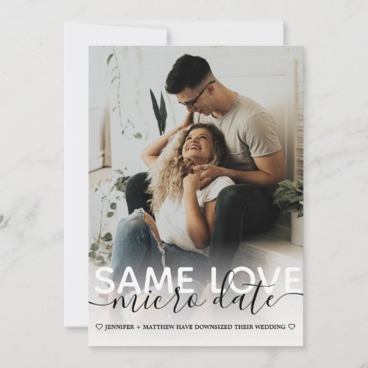 Faire-part Same Love MICRO Date Mariage Typographie Photo (Devant)