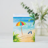 Faire-part Sandy Beach Palm Trees Nous avons déménagé en Flor (Debout devant)