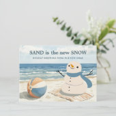 Faire-part Sandy Snowman Beach Scène Vacances Déménagement (Debout devant)