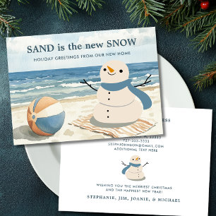 Faire-part Sandy Snowman Beach Scène Vacances Déménagement