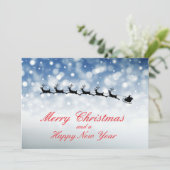Faire-part Santa and Reindeer fly through snow - Personalize (Debout devant)