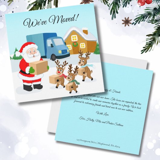 Faire-part Santa and Reindeer We've Move Announcement 
