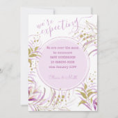 Faire-part S'attendaient à une grossesse en feuillage rose et (Devant)