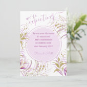 Faire-part S'attendaient à une grossesse en feuillage rose et (Debout devant)