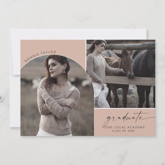 Faire-part Saumon d'arc moderne 3e graduation photo (Devant)