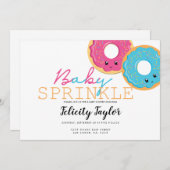 Faire-part Saupoudrer Baby shower bleu rose jumeaux (Devant / Derrière)